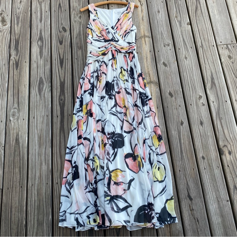 Badgley Mischka Soft Petal Maxi Gown